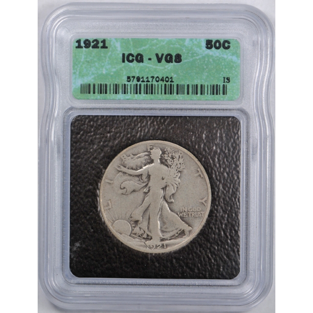 1921 50C Walking Liberty Half Dollar ICG VG 8 Very Good Key Date P Mint 