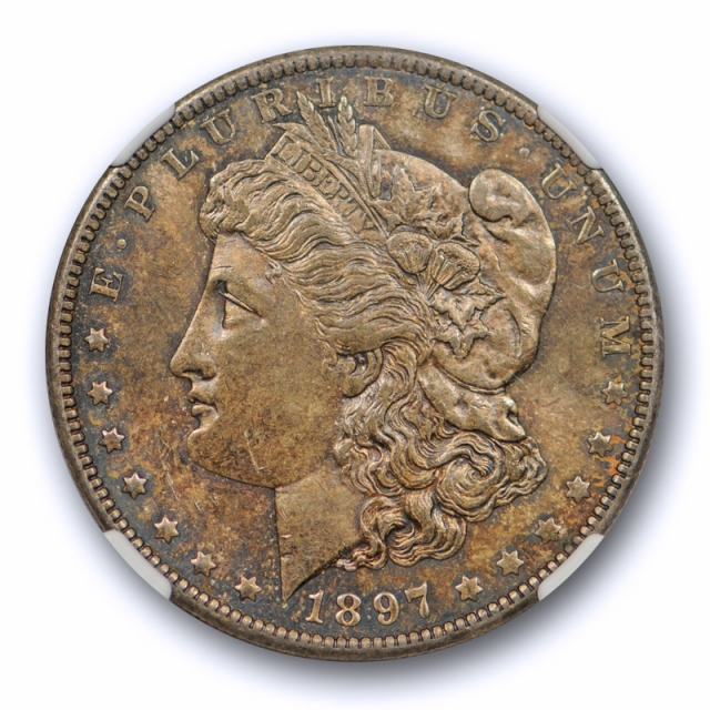 1897 O $1 Morgan Dollar NGC MS 60 Uncirculated Heavily Toned Original Tough Grade !