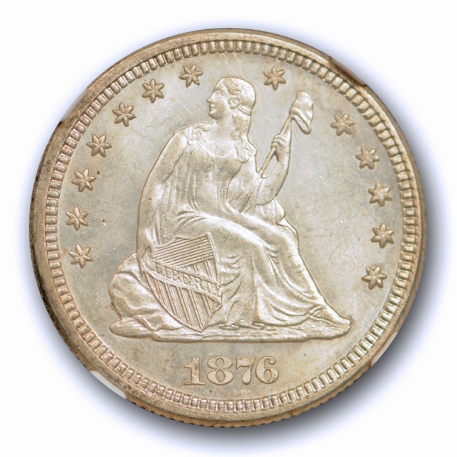 1876 S 25c Seated Liberty Quarter NGC MS 63 Uncirculated San Francisco Mint Nice ! 