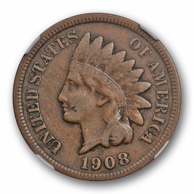 1908 S 1c Indian Head Cent NGC VF 25 Very Fine to Extra Fine Original Cert#5011