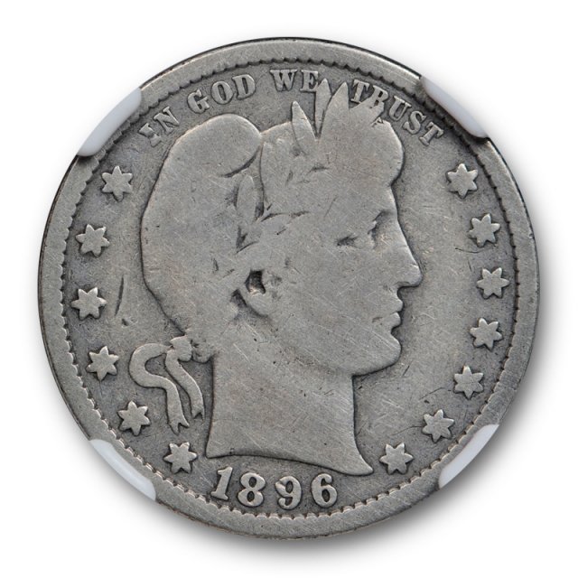 1896 S 25c Barber Quarter NGC G 4 Good Key Date San Francisco Mint Full Rims