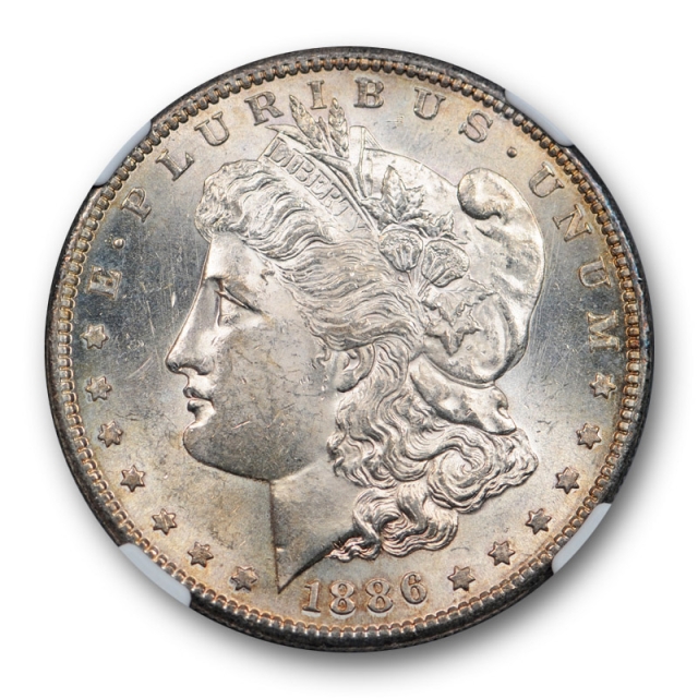 1886 S $1 Morgan Dollar NGC MS 62 Uncirculated Better Date Light Golden Toned
