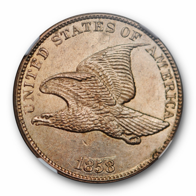 1858 1c Flying Eagle Cent NGC MS 62 Uncirculated Lustrous Beauty Cert#5006