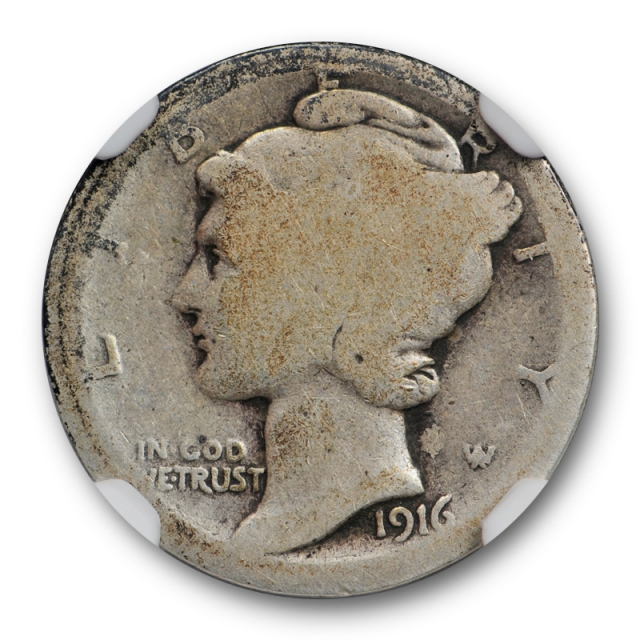 1916 D 10c Mercury Dime 10C NGC AG 3 About Good Denver Mint Key Date Cert#4014