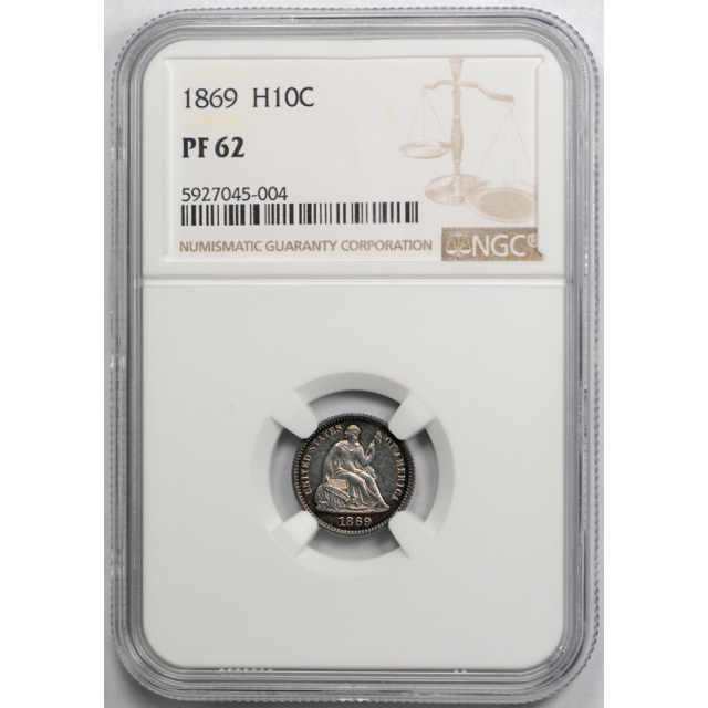 1869 Proof Seated Liberty Half Dime NGC PF 62 PR Low Mintage Toned Coin 