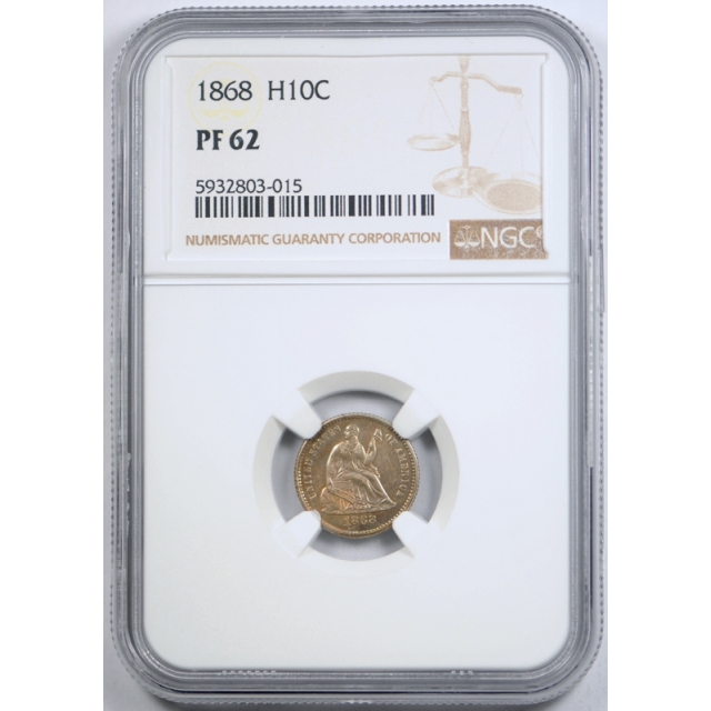 1868 Seated Liberty Half Dime NGC PF 62 PR Proof Low Mintage Toned Coin
