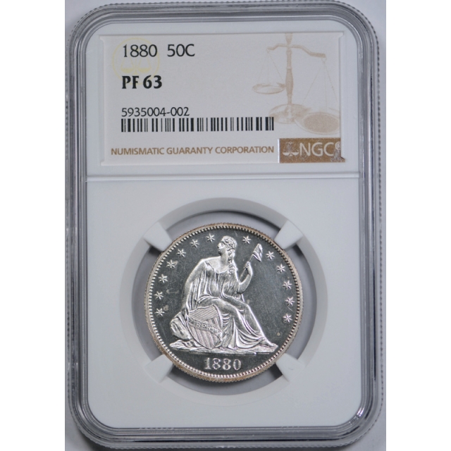 1880 50c Seated Liberty Half Dollar 50C NGC PF PR 63 Proof Cameo? Stunning Coin ! 