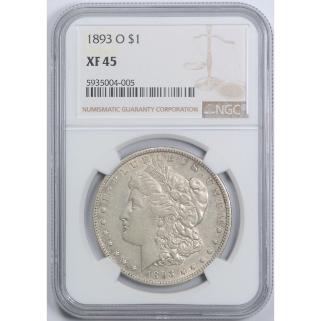 1893 O $1 Morgan Dollar NGC XF 45 Extra Fine to About Uncirculated Tough Date ! 