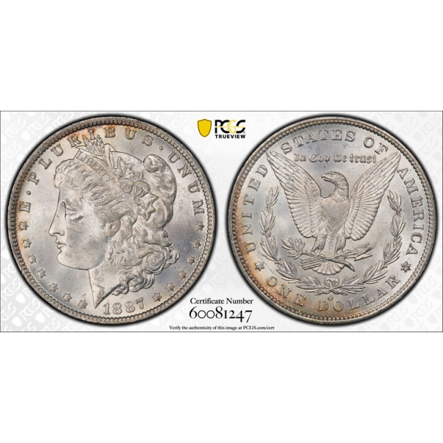 1887/6 O $1 Overdate Morgan Dollar PCGS MS 63 Uncirculated Top 100 Tough ! 