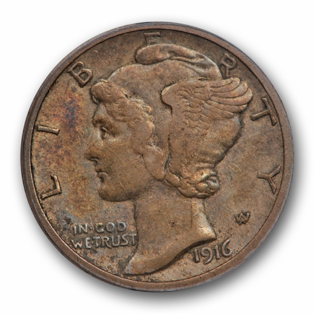 1916 D 10C Mercury Dime PCGS XF 40 Extra Fine Denver Mint Key Date Original Toned