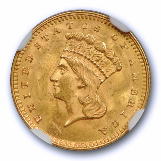 1862 $1 Gold Dollar Liberty Head NGC MS 63 Uncirculated Civil War Era Coin ! Cert#6003