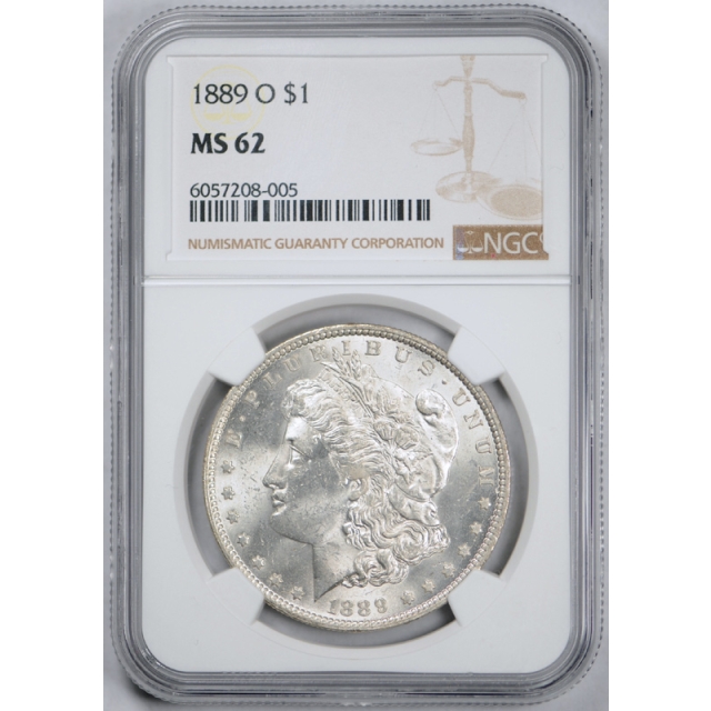 1889 O $1 Morgan Dollar NGC MS 62 Uncirculated Better Date New Orleans Mint Cert#08005