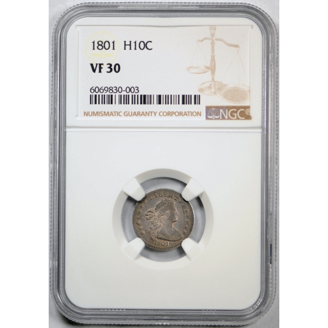 1801 Draped Bust Half Dime NGC VF 30 Very Fine to Extra Fine Tough Coin ! 
