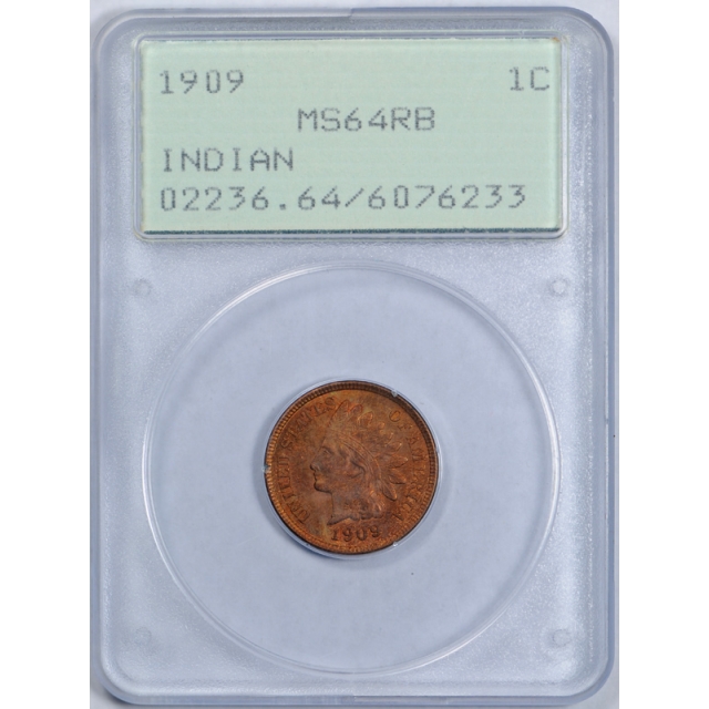 1909 1C Indian Head Cent PCGS MS 64 RB Uncirculated First Generation Rattler 