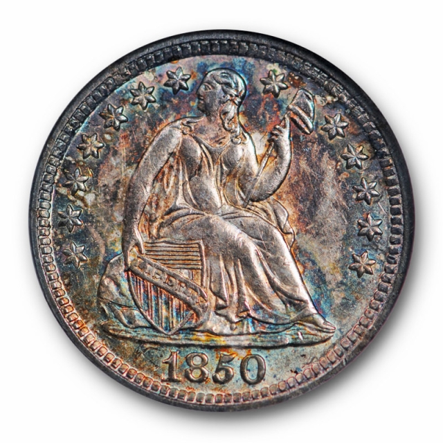 1850 Seated Liberty Half Dime NGC MS 63 Uncirculated Toned Beauty CAC Approved