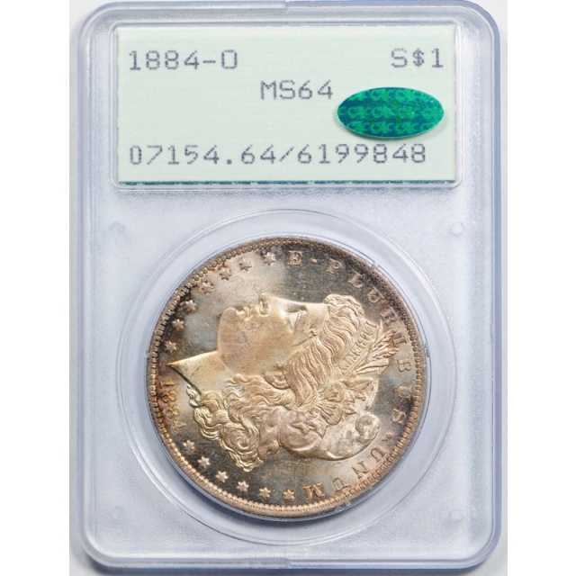 1884 O $1 Morgan Dollar PCGS MS 64 Toned CAC Approved Looks PL
