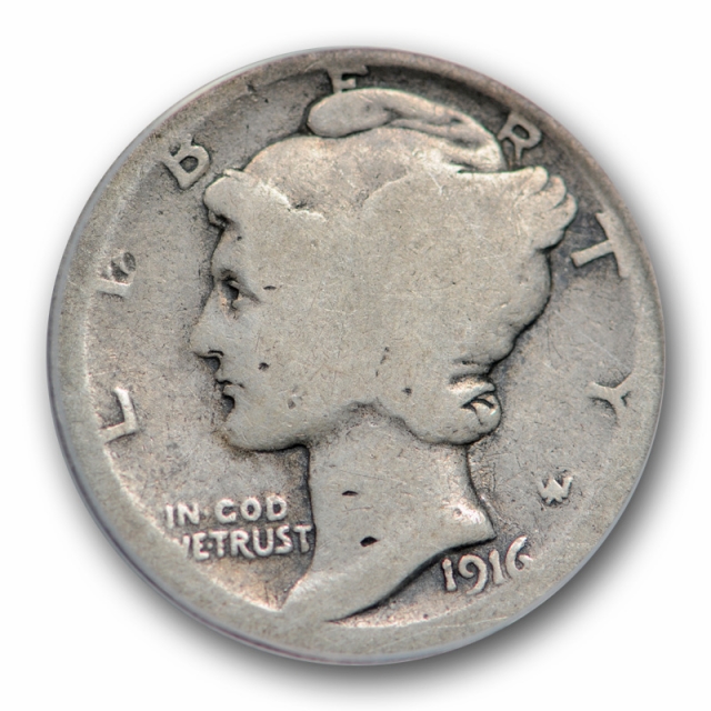 1916 D 10C Mercury Dime ANACS AG 3 About Good Denver Mint Key Date Cert#9025