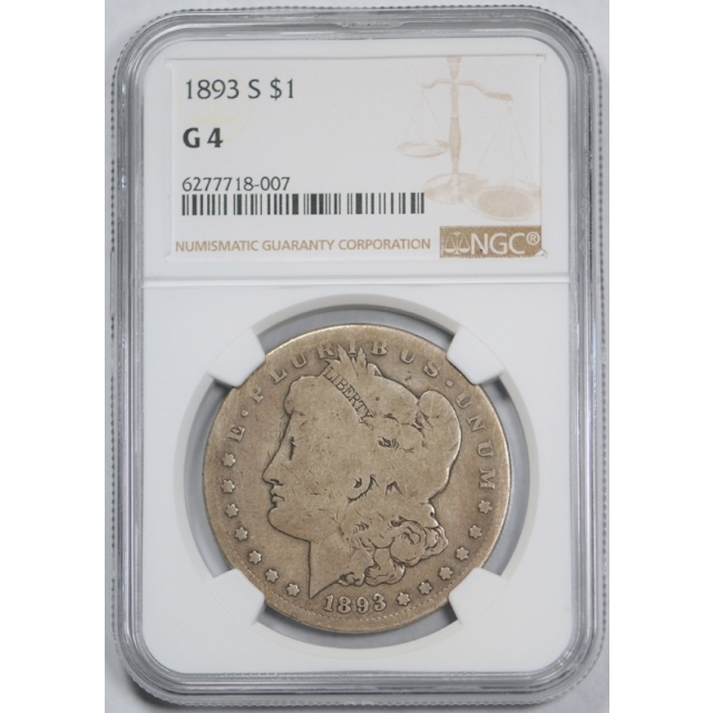1893 S $1 Morgan Dollar NGC G 4 Good Key Date San Francisco Mint !