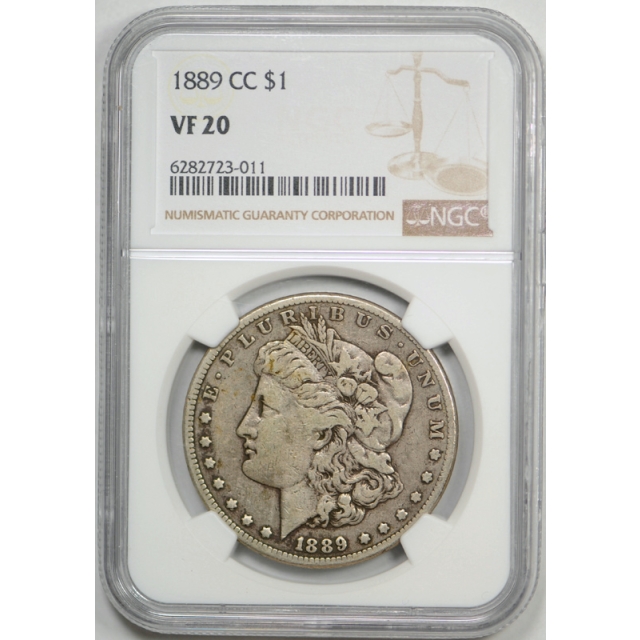 1889 CC $1 Morgan Dollar NGC VF 20 Very Fine Carson City Mint Key Date Tough !