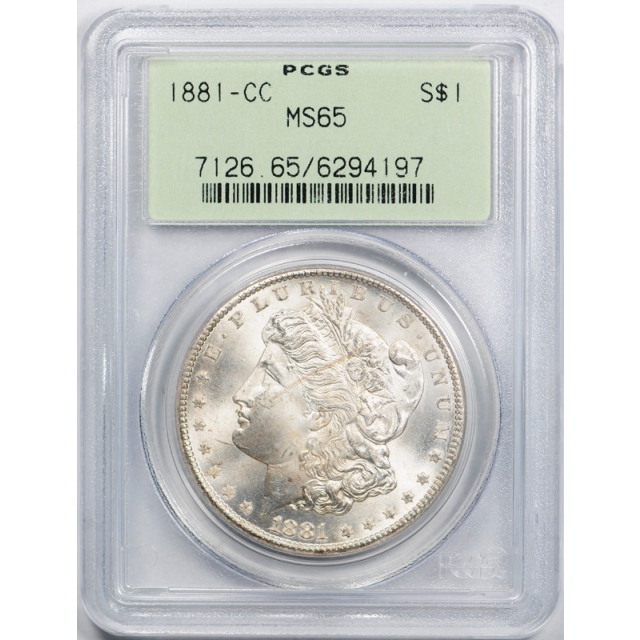 1881 CC $1 Morgan Dollar PCGS MS 65 Uncirculated Carson City Mint OGH Old Holder