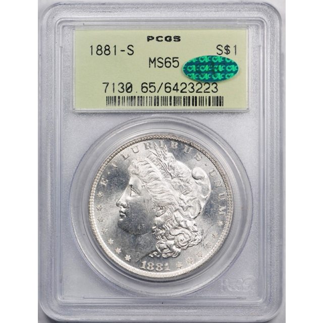 1881 S $1 Morgan Dollar PCGS MS 65 Uncirculated OGH CAC Cert#3223