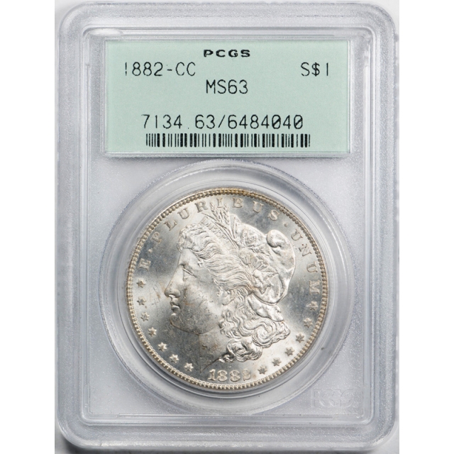 1882 CC $1 Morgan Dollar PCGS MS 63 Uncirculated Carson City Mint OGH Old Holder