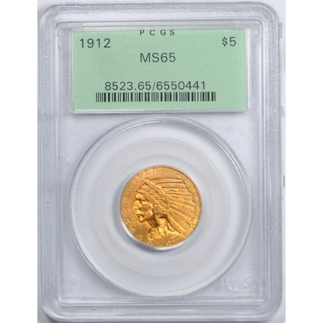 1912 $5 Indian Head Half Eagle PCGS MS 65 Uncirculated OGH Exceptional Coin ! 
