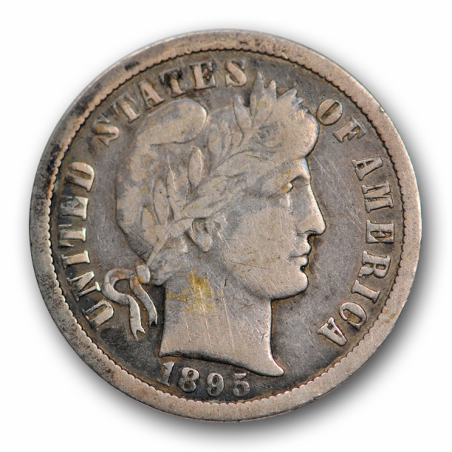 1895 O 10C Barber Dime Fine F New Orleans Mint Key Date Full Rims Liberty 