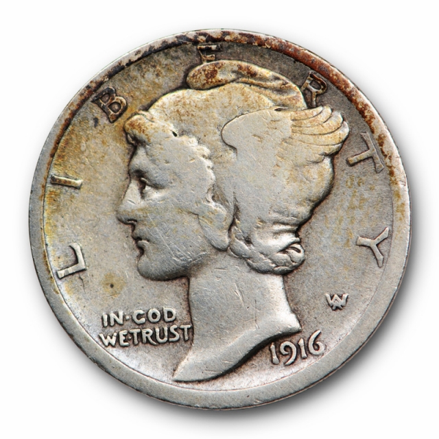 1916 D 10C Mercury Dime Fine to Very Fine Key Date Denver Mint Tough Grade