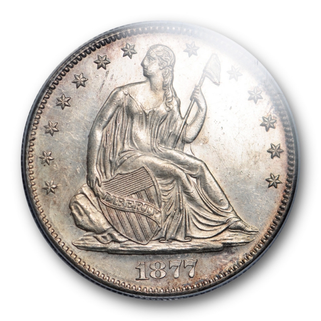 1877 S 50C Seated Liberty Half Dollar PCGS MS 62 Uncirculated OGH Looks PL ! 