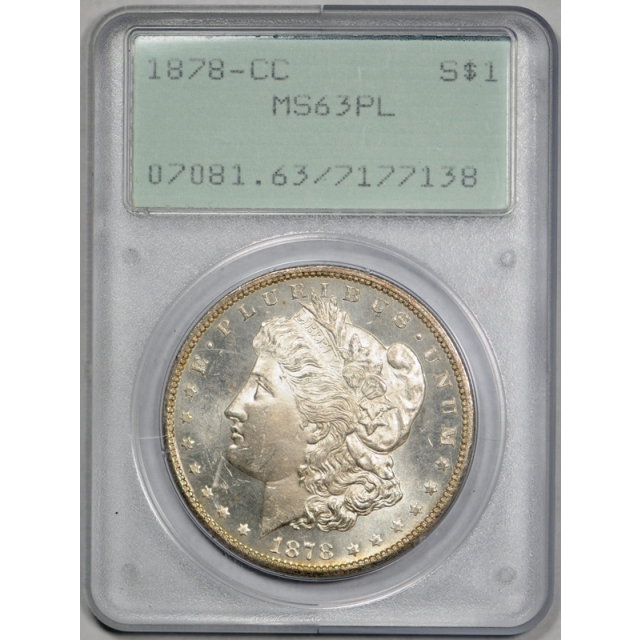 1878 CC $1 Morgan Dollar PCGS MS 63 PL Proof Like Uncirculated Rattler Holder !
