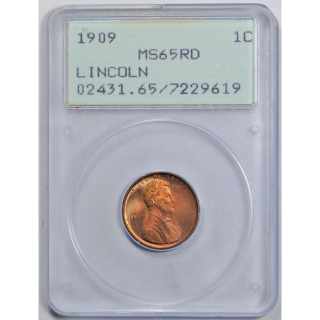 1909 1C Lincoln Wheat Cent PCGS MS 65 RD Red OGH Rattler Holder Coin