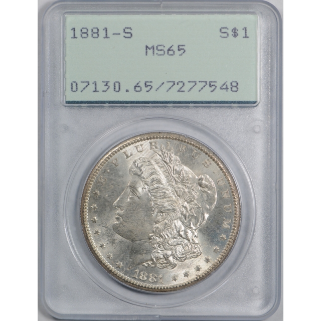 1881 S $1 Morgan Dollar PCGS MS 65 Uncirculated Rattler First Generation Cert#7548