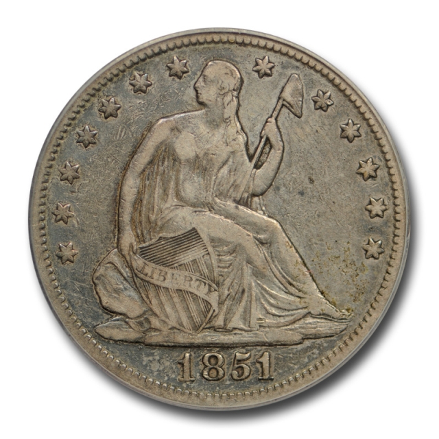 1851 50C Seated Liberty Half Dollar ANACS VF 25 Very Fine Key Date Original Tough !