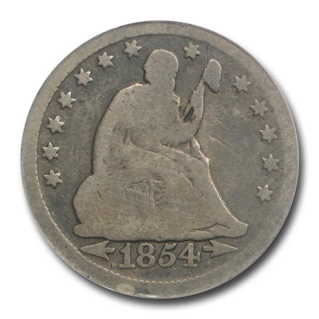 1854 O 25C Huge O Seated Liberty Quarter ANACS G 4 Good Key Variety Coin Tough !