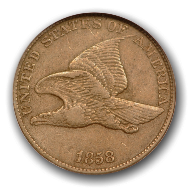 1858 1C Large Letters Flying Eagle Cent ANACS EF 40 XF Extra Fine Old Holder