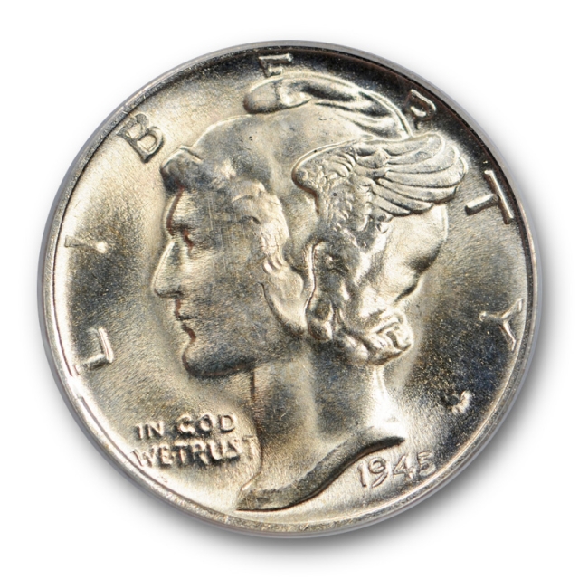 1945 S 10C Micro S Mercury Dime PCGS MS 66 Uncirculated CAC Approved Lustrous 