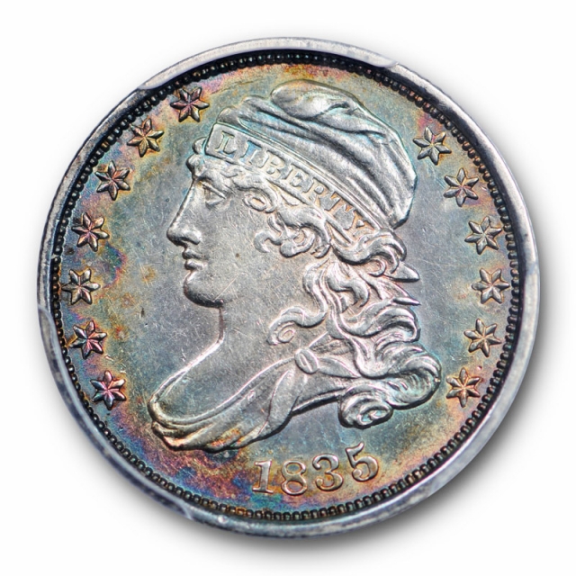 1835 10C Capped Bust Dime PCGS AU 53 About Uncirculated Toned Beauty 