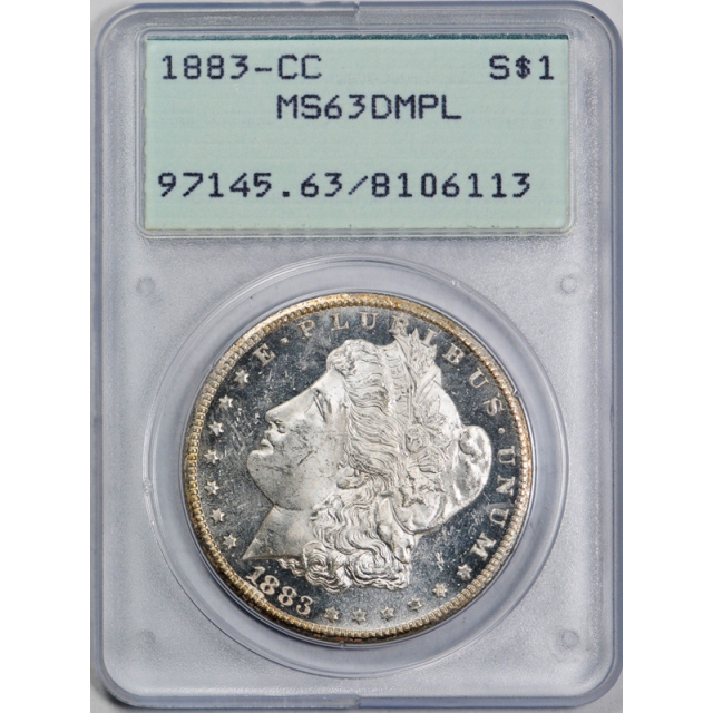 1883 CC $1 Morgan Dollar PCGS MS 63 DMPL Deep Mirror Proof Like Rattler Holder