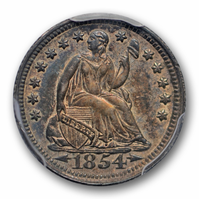 1854 H10C Arrows Seated Liberty Half Dime PCGS AU 58 About Uncirculated