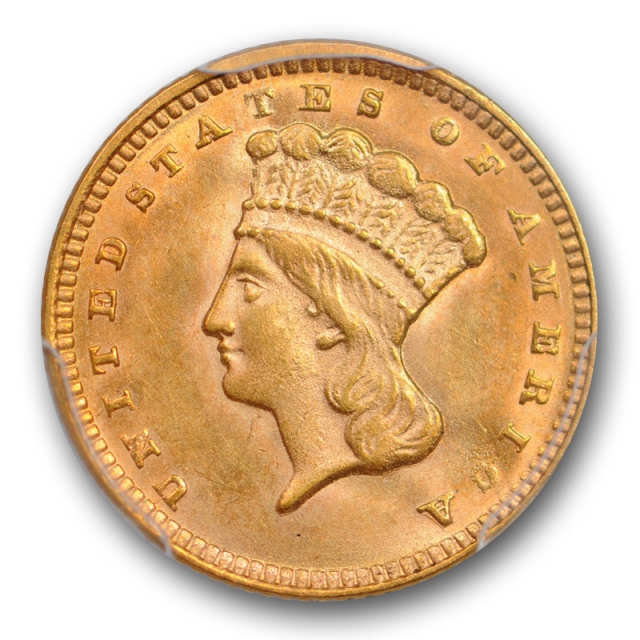 1874 G$1 Gold Princess Head Dollar PCGS MS 64 Uncirculated Lustrous Attractive ! 