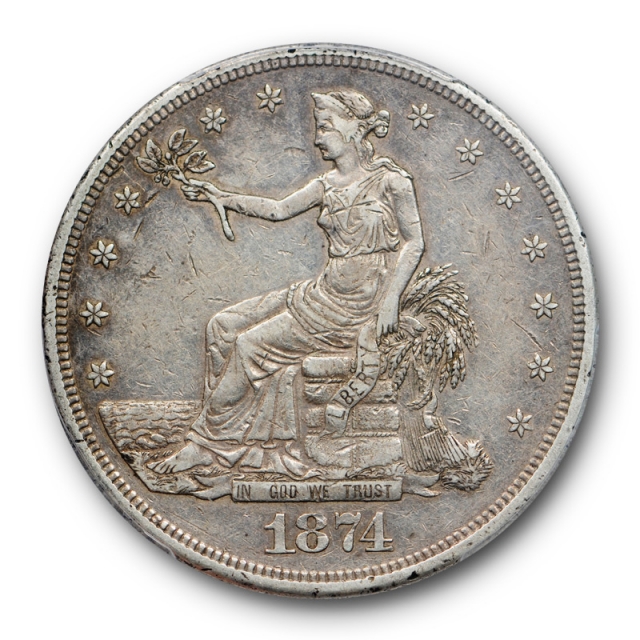 1874 CC T$1 Trade Dollar PCGS XF 40 Extra Fine Carson City Mint Tough Date Original 