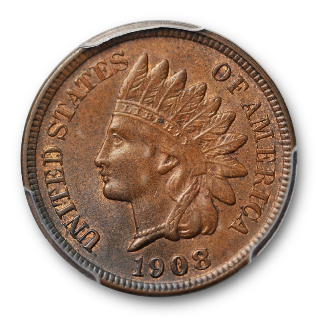 1908 S 1C Indian Head Cent PCGS MS 63 BN Uncirculated Brown Key Date !