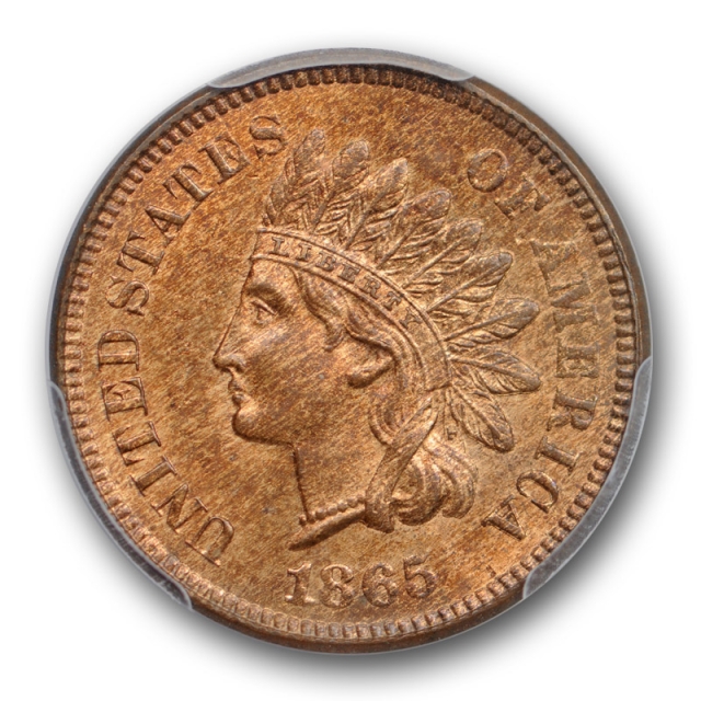 1865 1C Fancy 5 Indian Head Cent PCGS MS 64 RB Uncirculated Red Brown Nice 