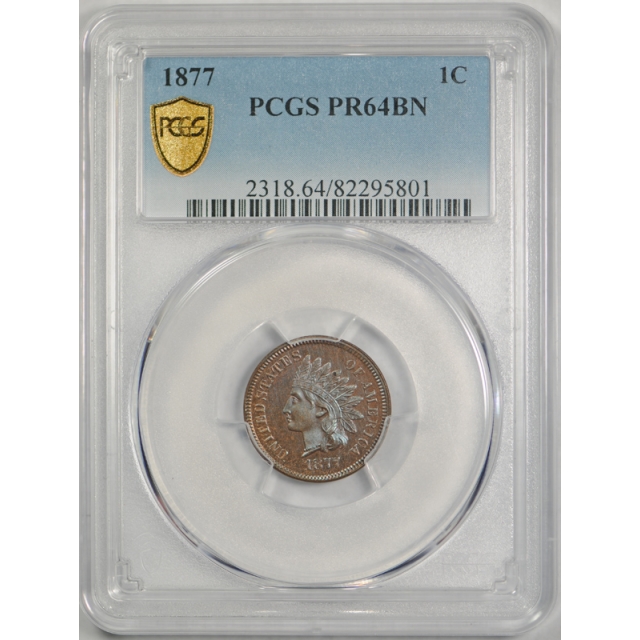 1877 1C Proof Indian Head Cent PCGS PR 64 BN Blue / Purple Toned Key Date !