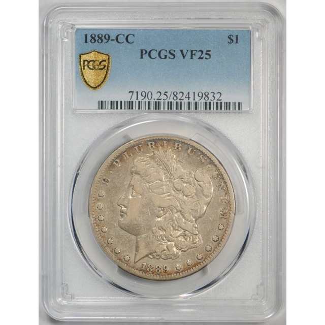 1889 CC $1 Morgan Dollar PCGS VF 25 Very Fine to Extra Fine Key Date Tough Coin !