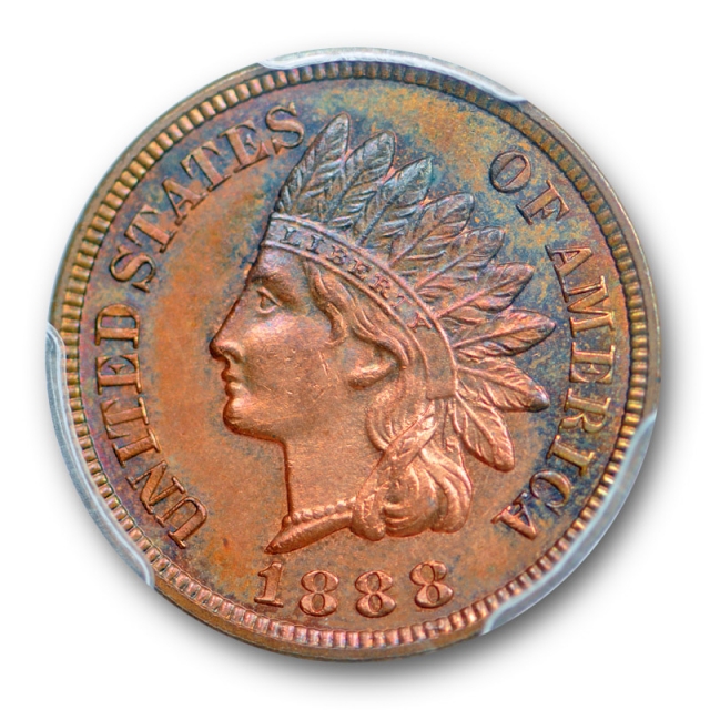 1888 1C Indian Head Cent PCGS MS 64 RB Uncirculated Red Brown Eagle Eye Sticker !