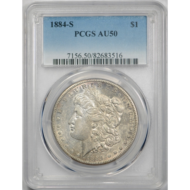 1884 S $1 Morgan Dollar PCGS AU 50 About Uncirculated Better Date Original 