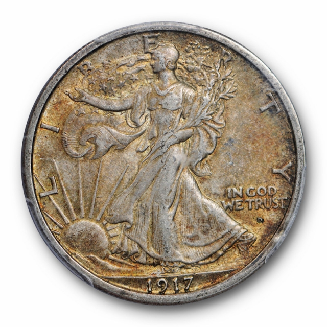 1917 D 50C Obverse Walking Liberty Half Dollar PCGS AU 50 About Uncirculated  