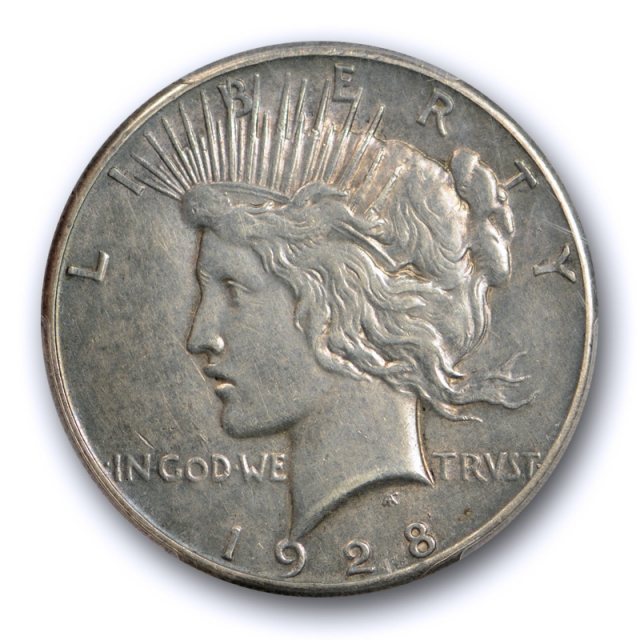 1928 $1 Peace Dollar PCGS XF 45 Extra Fine to About Uncirculated Key Date Toned